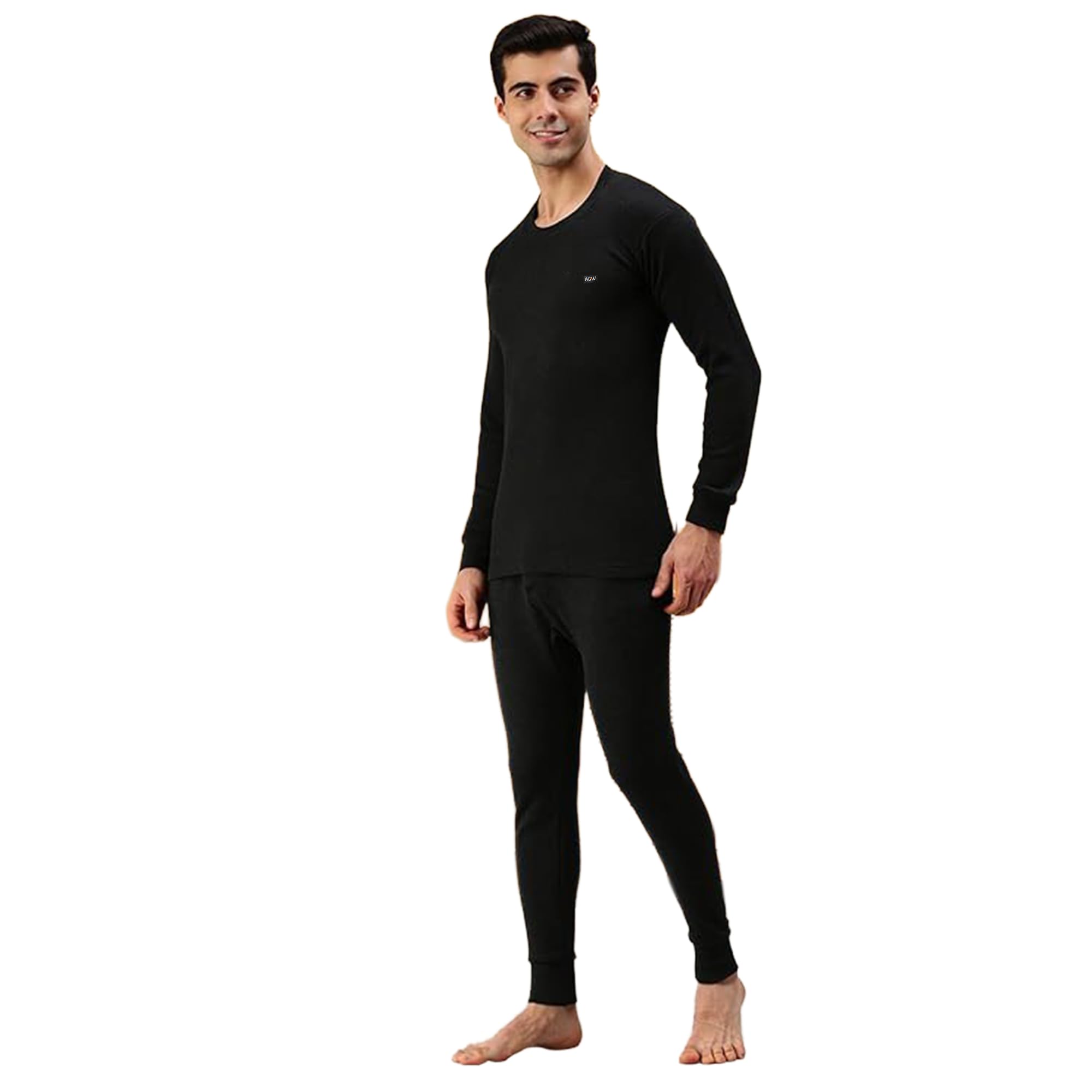 Amul Comfy Men's Parka Round Neck Full Sleeve Top|Super Combed Cotton Rich Regular Fit Body Warmer Thermal Top | Soft, Breathable & Naturally Insulated Winter Thermal Undershirt Top Black - Image 4 thumbnail