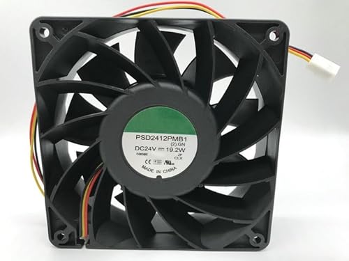 High-Performance 12038 Cooling Fan PSD2412PMB1-24V 19.2W Inverter Fan with 3-Wire Connection, 120x120x38mm