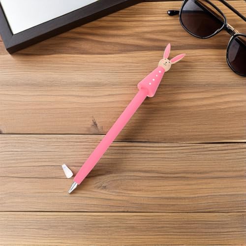 3 bolígrafos gel con diseño de conejo rosa miniatura 7