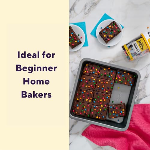 image for Wilton Silver Non-Stick 8 x 8 Inch Square Brownie Cake Pan, Stainless 