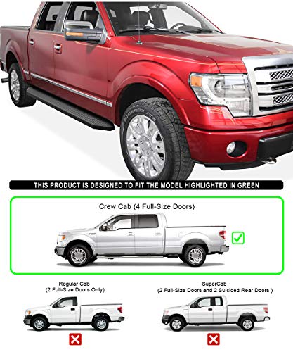 Estribos laterales negros acero inoxidable para Ford F150 miniatura 2