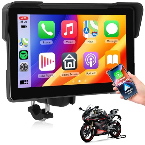 7Inch Motorcycle Carplay Screen, Wireless CarPlay & Android...