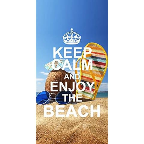 Miracle Home Microfiber Towel Keep Calm Beach 11754, 100% Polyester, 95 X 175 Cover