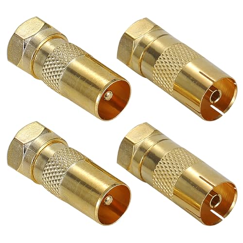 Greluma 4PCS Adaptador tipo F macho a coaxial macho/hembra,2 pares de cable coaxial de TV Adaptador de conectores F Satélite Tipo F Conector de tornillo a RF Coaxial Antena Convertidor macho/hembra