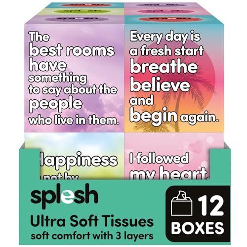 Splesh Ultra Soft 3-Ply Facial Tissues, 12 Square Box of Tissues, 672 Soft & Hygienic Paper Tissue Box Multipack, Strong & Gentle, Face & Nose Cube Tissues Bulk Pack for Home, Office & Daily Use
