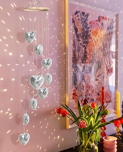 AceList Hanging Disco Ball Decor Heart-Shaped Sun Catcher, 35 Inch Handmade Light Reflecting Hanging Decor for Window, Indoor Room, Home Decor – Unique Sparkle Home Accent & Gift - Thumbnail 7