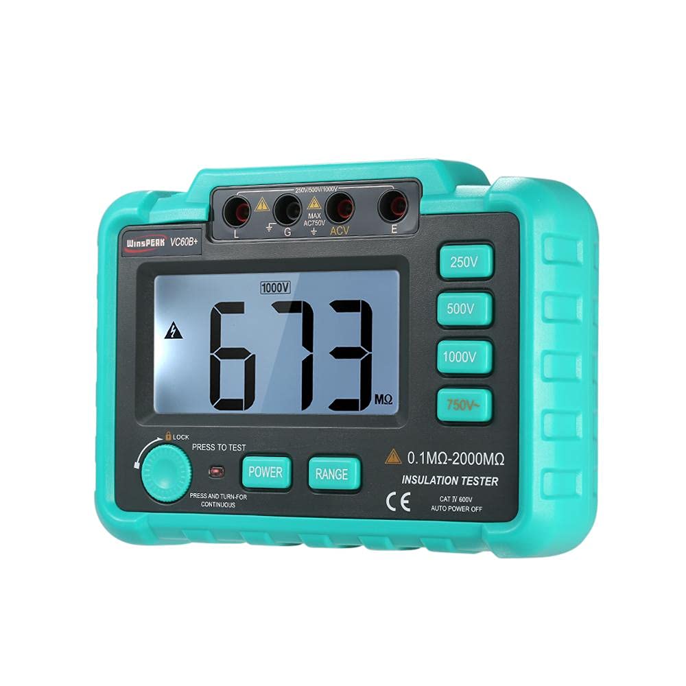 Mégohmmètre Numérique VC60B + LCD, Testeur de Résistance d'Isolation DC250/500/1000V pour Moteurs Câbles Équipements Électriques