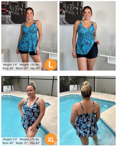 Holipick Two Piece Tankini Swimsuits for Women Tummy Control Bathing Suits Flowy Tankini Top with Boy Shorts3