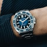 Spinnaker Męski 42 mm Hull Diver automatyczny zegarek z 3 wskazówkami z bransoletką z prawdziwej skóry lub stali nierdzewnej SP-5088, LIBERTY BLUE, bransoletka