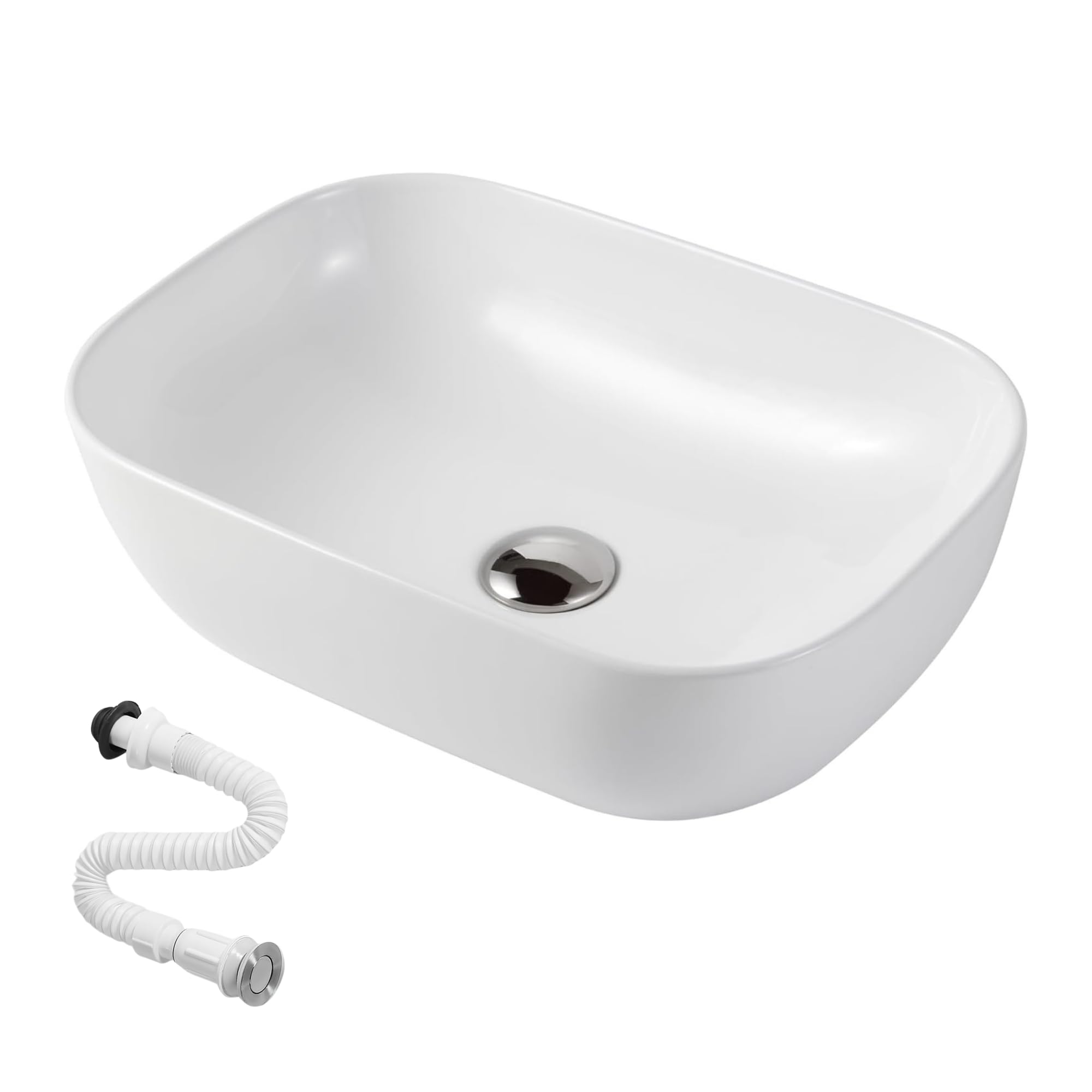 MAGIC SELECT Lavabo in Ceramica, Lavabo da Appoggio Bianco, Lavabo Sospeso Bagno Antimacchia, Facile da Pulire con Attacchi Standard. Ideale per Cucina o Bagno. (50x38x14 CM) | Antimacchia, facile da pulire, connessioni standard, 50 x 38 x 14 cm