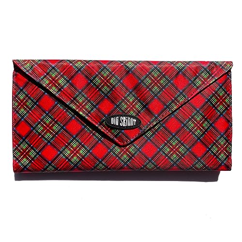 Big Skinny Slimvelope TriFold Clutch Wallet, Holds Up to 40 Cards, Sangria Red Plaid