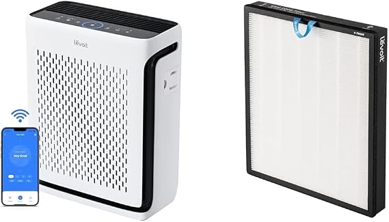 LEVOIT Air Purifiers for Home Large Room Bedroom Up to 1110 Ft2 & Vital 200S Air Purifier Replacement, 3-in-1 True HEPA, High-Efficiency Activated Carbon Filter, Vital 200S-RF, 1 Pack, White