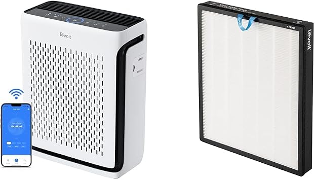 LEVOIT Air Purifiers for Home Large Room Bedroom Up to 1110 Ft2 & Vital 200S Air Purifier Replacement, 3-in-1 True HEPA, High-Efficiency Activated Carbon Filter, Vital 200S-RF, 1 Pack, White