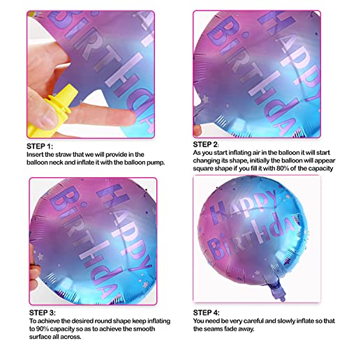 Image of AMFIN (Pack of 7) Theme Birthday Balloons /Happy Birthday foil Balloon /Birthday Foil Balloon /Blue Foil Balloons /Party Supplies Foil Birthday Balloons