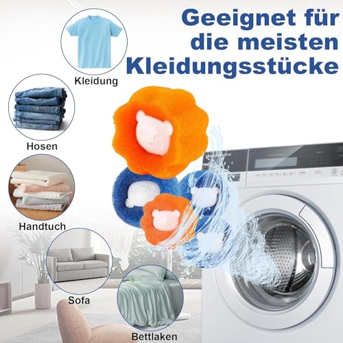 Tierhaarentferner Waschmaschine, 8 Pieces Wiederverwendbar Fusselentferner, Haarfänger Waschmaschine, Waschbälle Gegen Tierhaare, Fusselfänger für Kleidung und Bettzeug