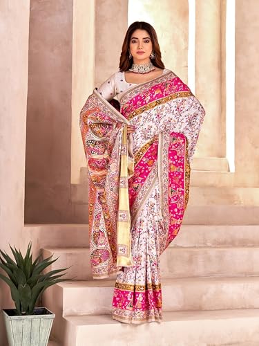 Image of Pandadi Saree Pashmina Silk Kashmiri Weaving Pallu Saree With Unstitched Blouse Piece