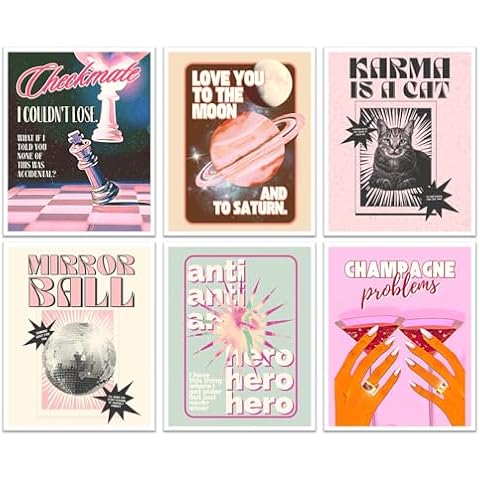 Print'N'Art Trendy Album Cover Singer Posters for Room Aesthetic - UNFRAMED 8x10 Set of 6 Wall Art Prints - Preppy Band Music Room Decor Cover