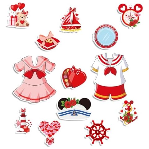 Valentines Cruise Door Magnets Decorations - 24 Pcs Cruise Ship Door Cabin Magnet Stickers for Stateroom Refrigerator Cute Mouse Captain Funny Magnetic Decor for Honeymoon Anniversary Trips Cover