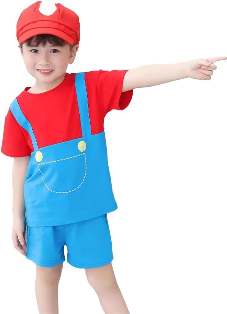 [TKY-csheep] 子供用 コスプレ 子供服 セットアップ オーバーオール 可愛い キャラクター ハロウィン カジュアル BLUE 3点セット 男女兼用 ハロウィン 衣装 変装 変身 コスチューム ギフト プレゼント コスプレ 仮装 学祭 USJ 忘年会 イベント