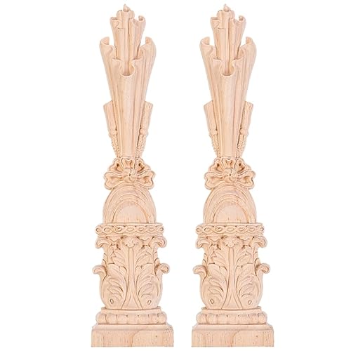 Operitacx 2 Unids Columna Romana Tallada De Madera Para Decoración De Muebles Gabinete Pared Cocina Fácil De Pegar Ligero Para Hogar Oficina Hotel