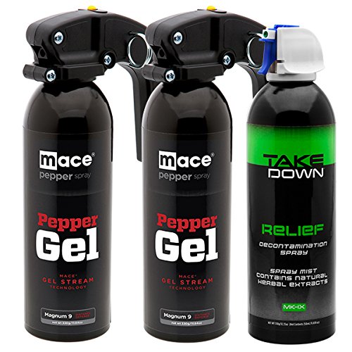 Mace® Brand Police Strength Less-Than-Lethal Pepper Gel Defense Kit Solution For Homes, Schools And Personal Use With Invisible Uv Identifying Dye 80928 Kit-3 Canister Bundle #TOP13