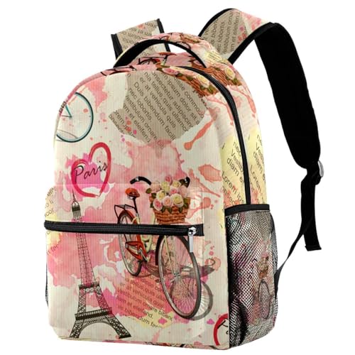 Sac à dos de voyage décontracté motif Paris romantique pour escapades et weekends