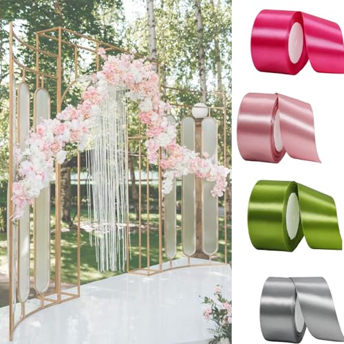 Wide Satin Champagne Ribbons - 40mm x 22m, Thick Ribbon for Gift Wrapping Cake Decorations, Crafting, Weddings, Parties - Image 3