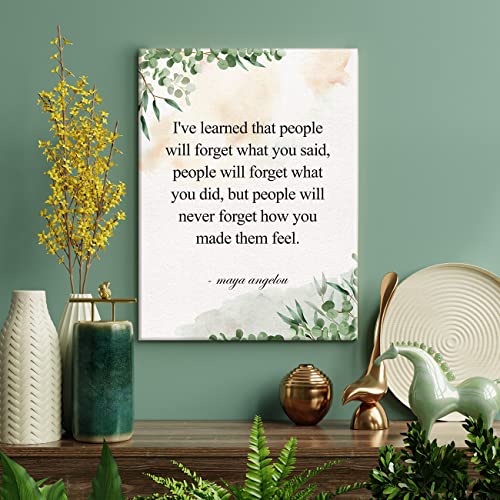 Yeley Inspirational Print Positive I've Learned That People Will Forget What You Said Paintings Canvas Wall Art Maya Angelou Quote Poster Artwork Ready To Hang Modern Home Office Decor #TOP2