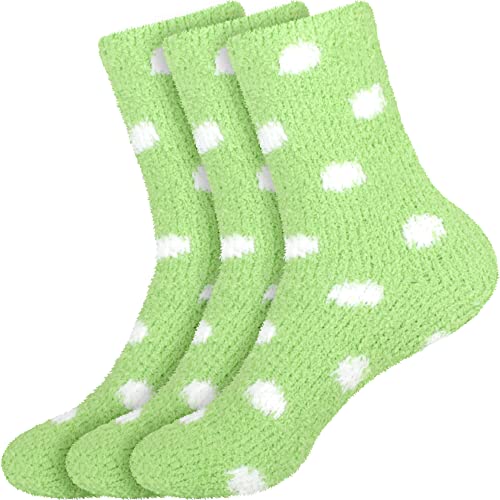 Image of BambooMN Women's Super Soft Fuzzy Socks, Polka Dot, Gradient, Snowflake, Featherlight Cuff - Assorted Colors