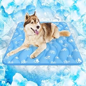 Rywell One-Way Moisture Dog Cooling Mat 70x90cm, Arc-chill 3.0 Thermochromic Pet Cooling Mat for Dogs Waterproof,Washable&Non-Slip&Chew-Resistant Dog Cooling Pad for Indoor/Outdoor, Blue