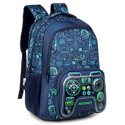 Image of HOT SHOT BAG GAMER 1446|3D EMBOSSED DESGIN|SCHOOL BAG|TUTUION|KIDS & CHILDRENS BACKPACK|WATER RESISTANT|18 INCH|FOR BOYS & GIRLS|32 LITERS BACKPACK
