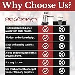 Turkish Coffee Maker, Stainless Steel 600ml Electric Turkish Coffee Machine, Arabic & Greek & Turkish Electric Coffee Maker Machine Pot Warmer Kettle, 5 to 6 Cups Capacity for Home Travel
