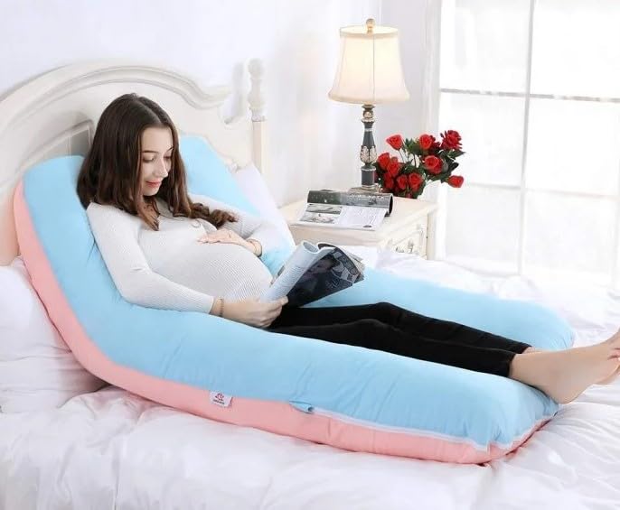Image of Safe Multifunctional Microfiber U Shaped Pregnancy Pillow /Maternity Pillow. (Pink-Blue-U)