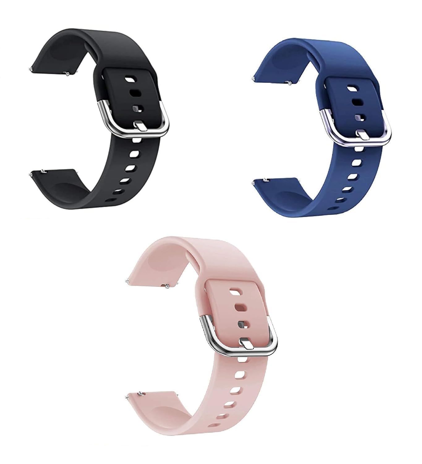 20MM Stainless Steel Silver Buckle Strap For Boat Xtend/Boat Xtend Pro/Noise Colorfit Pulse 2 Max/Grand/Ultra/Go Buzz/Fireboltt Phoenix/Evolve 2 & All 20mm Watches-Black,Navy,Peach-image-24