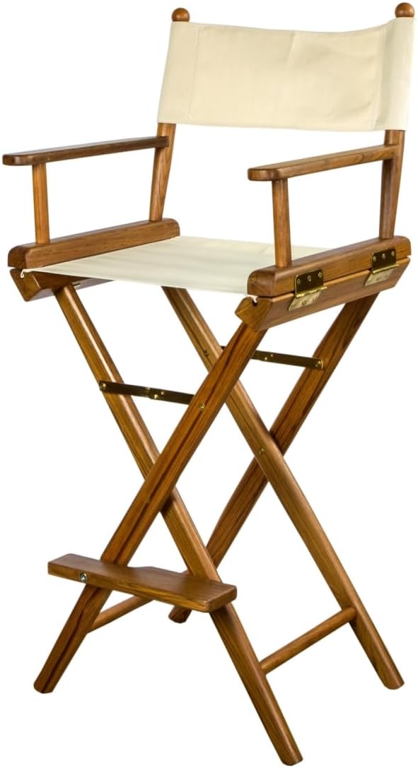 White & Brown Solid Wood Director Chair