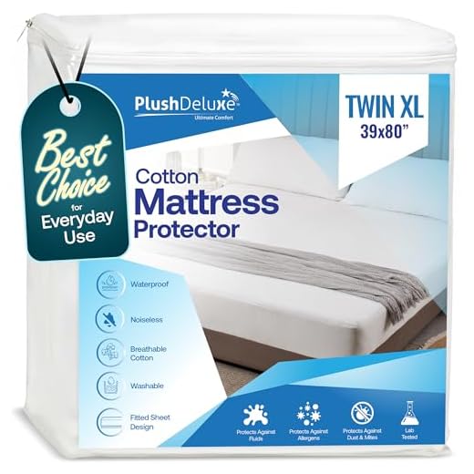 PlushDeluxe Premium 100% Waterproof Mattress Protector Hypoallergenic, Vinyl Free, Breathable Soft Cotton Terry Surface, 10 Year Warranty, Twin X-Large
