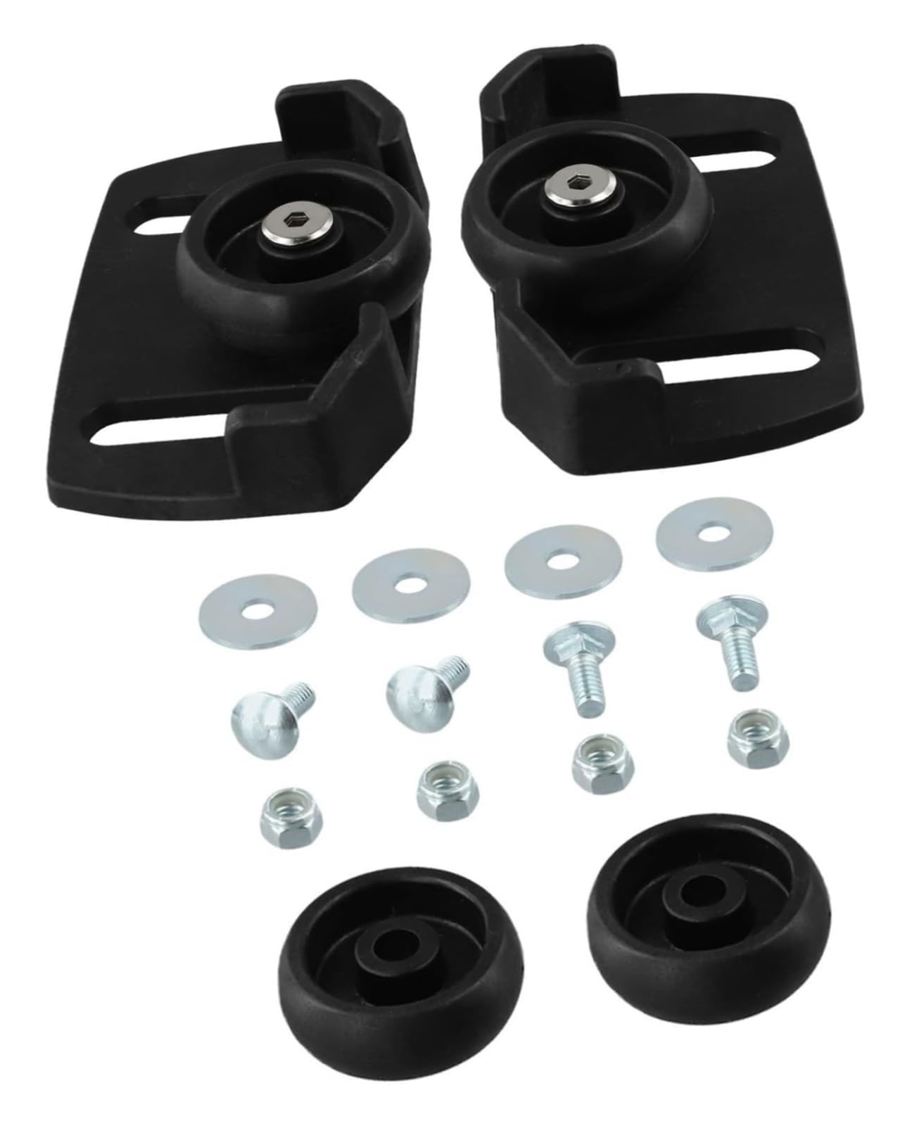 490-241-0038 Pattini scorrevoli for spazzaneve a 2 stadi, centri dei bulloni da 2-1/2" e 3", con ruote di ricambio in plastica e kit di bulloneria