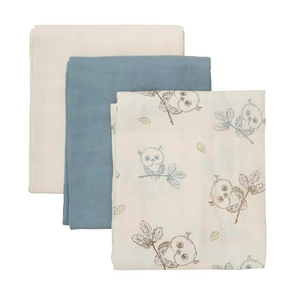 Pippi Pack of 3 Unisex Baby Cloth Nappies/Burp Cloth/Muslin Nappies 70 x 71 cm