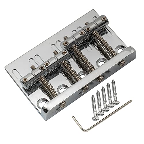 Musiclily Chevalet Basse 4 Cordes Vintage Pontets pour Fender Jazz Bass ou Precision Bass, Chrome - Les Beatles, Paul McCartney, John Lennon, RIngo Starr, George Harrison Musiclily Chevalet Basse 4 Cordes Vintage Pontets pour Fender Jazz Bass ou Precision Bass, Chrome – Image 5