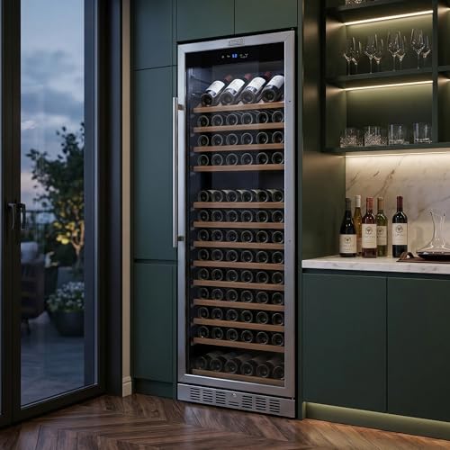 Image of Empava 24 inch Wine Cooler Refrigerator with Glass Door, Freestanding or Built In Tall Fridge with LED Light, Touch Control, 177 Bottles Capacity