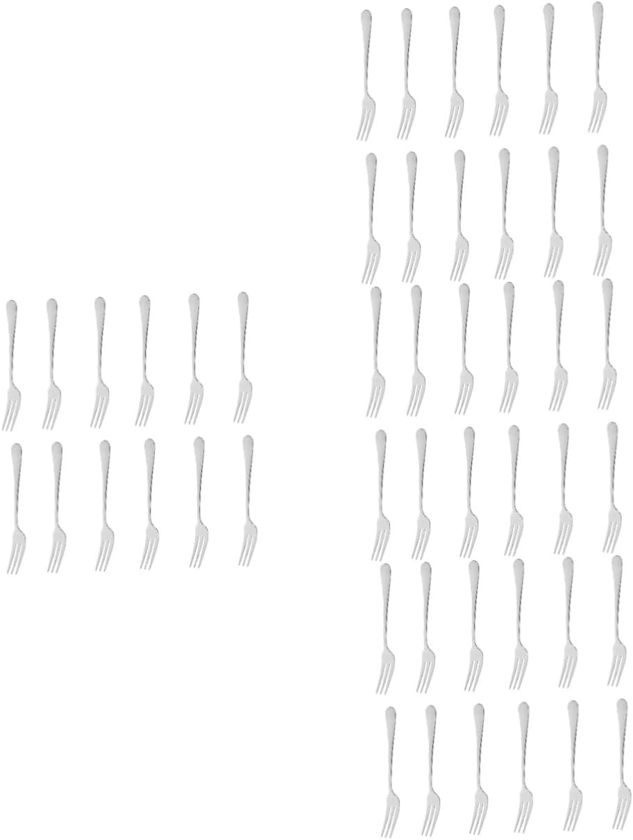 Alipis 48pcs Stainless Steel Fruit Forks Salad and Dessert Forks for Appetizers Compact Kitchen Accessory for Home Restaurant and Outdoor Events