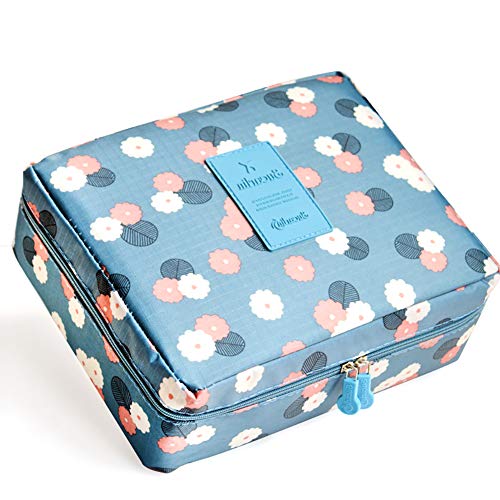 1Pc Waterproof Make Up Bag Cosmetic Toiletry Bag Travel Wash Bag Organiser Travel Toiletry Bag for Women Ladies Mother Girls (blue Flower ) Cover