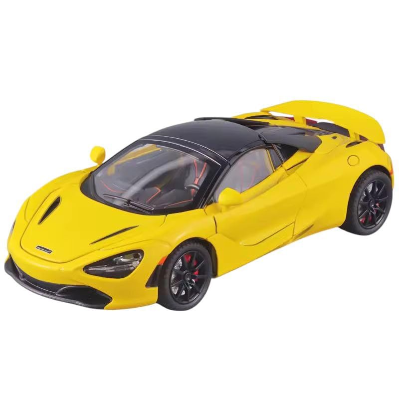 Image of 1:24 Maclaren 720s Sports Model Exclusive Alloy Diecast Pull Back Toy car with Openable Doors & Light Music Toys for Kids Boy Girl Gift (1:24 Maclaren 720s -Yellow)