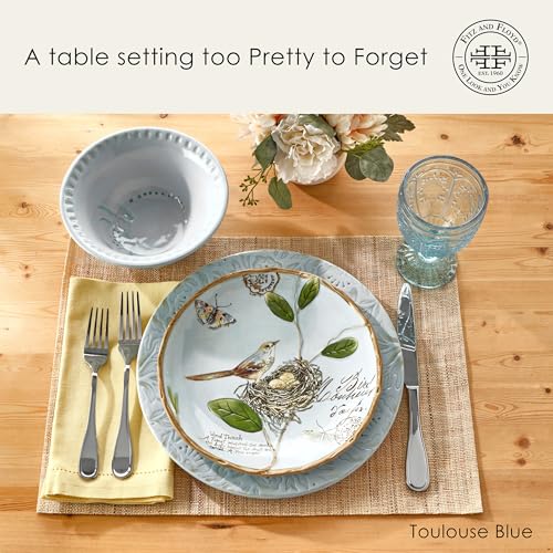 Fitz-and-Floyd-Toulouse-Blue-12-Piece-Dinnerware-Set-Service-for-4 Fitz and Floyd Toulouse Blue 12 Piece Dinnerware Set Service for 4