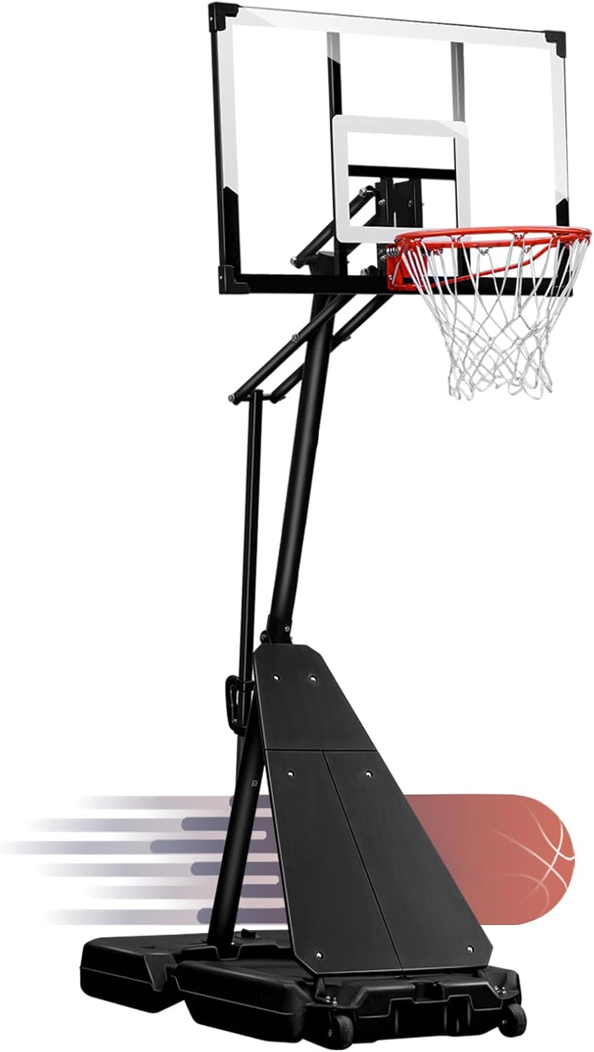 WIN.MAX Basketball Hoop Outdoor with 44 Inch Backboard and Larger Base, Portable Basketball Hoop Goal System 4.9FT-10FT Adjustable, for Youth/Adults in Backyard/Driveway