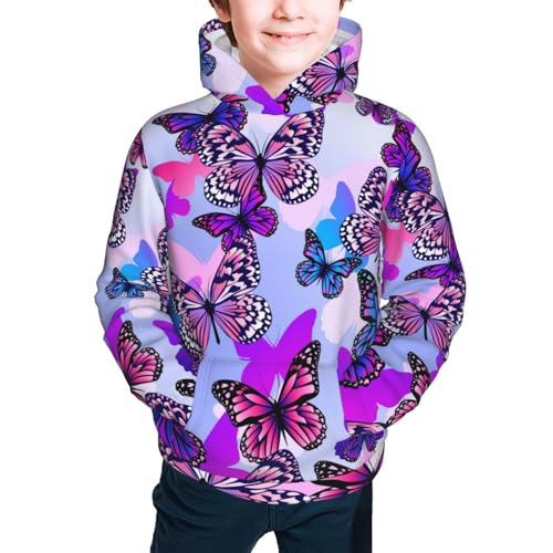 Flying Butterflies Kids Pullover Hoodies Boys Sweatshirts Girls Athletic Clothes with Pocket2