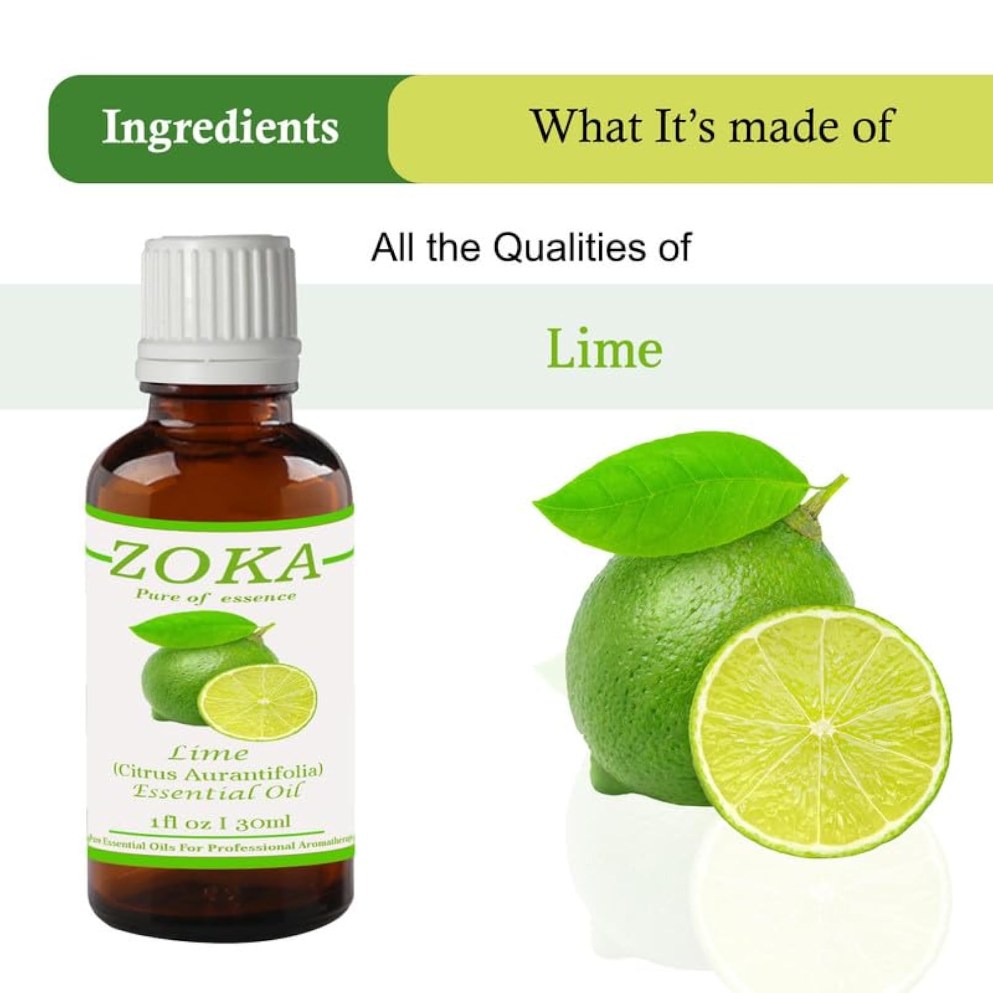 Zoka Lime Essential Pure, Natural & Undiluted (30ml) - Pack Of 2