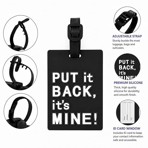 Image of Storite 2 Pk PVC Luggage /Bag /Travel ID Label Tags (Black) | for Suitcase & School Bags Identifier Name Address Label with Plastic Strap