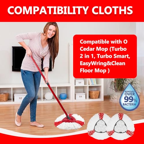 6 Stück Moppköpfe kompatibel mit Vileda Turbo & EasyWring Clean, Mikrofaser Ersatzbezug 2-in-1, Dreieckige Wischmop Nachfüllpackung für Bodenreinigung