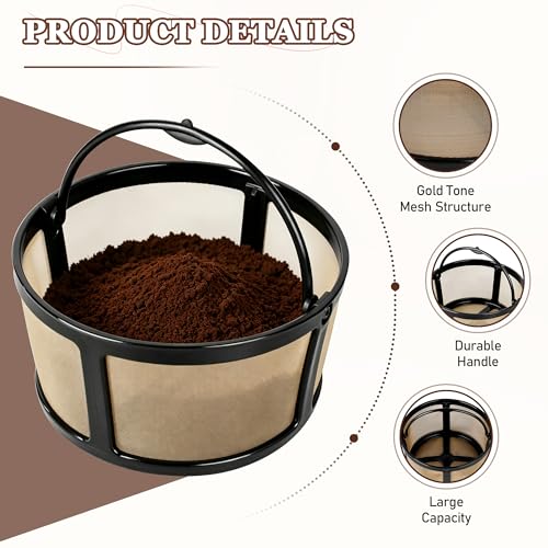 Image of Reusable Coffee Filter Basket for K-Duo - Compatible with Hot & Iced (Gen 2), Essentials & Brewers - Permanent Gold Mesh Carafe Basket for Ground Coffee